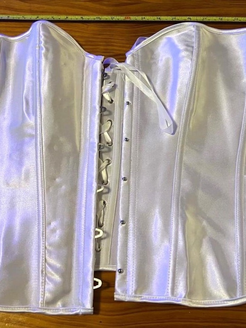 White Satin Lace-Up Waist Corset Top